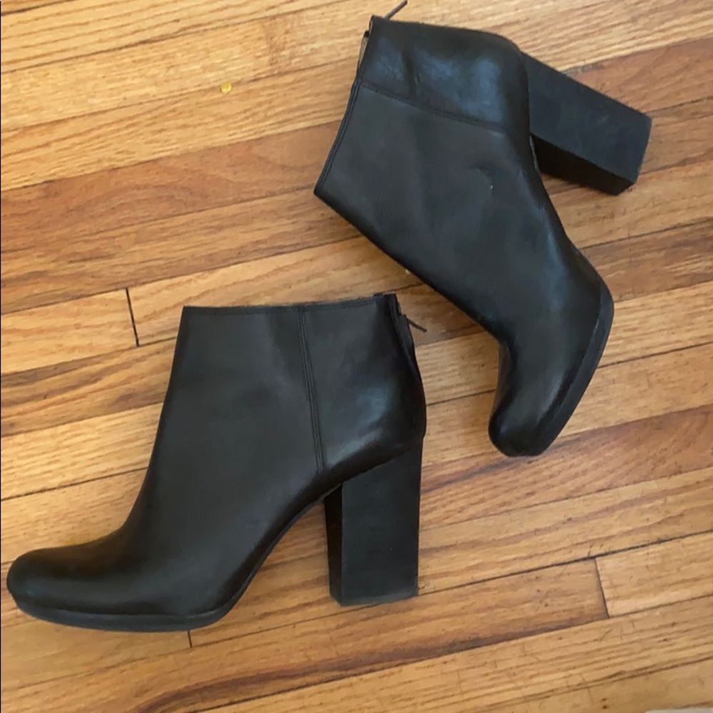 Madewell 10 Black Leather Heeled Ankle Boot Caleb